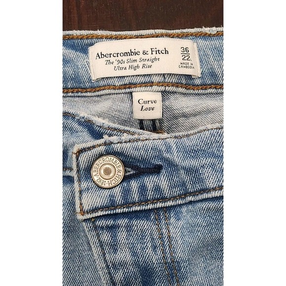 Abercrombie & Fitch 36/22 Ultra High Rise‎ 90s Straight Criss Cross Curve Jeans - Picture 5 of 13